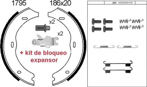 BSF 01795KC - Комплект тормозов, ручник, парковка unicars.by