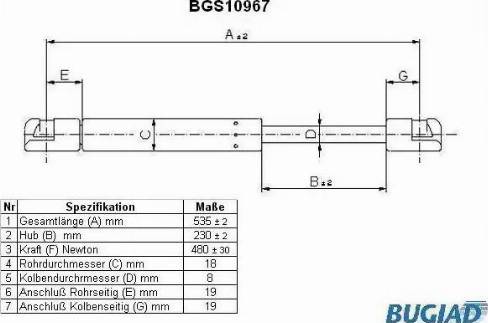 Bugiad BGS10967 - Газовая пружина, упор unicars.by