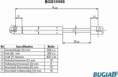 Bugiad BGS10988 - Газовая пружина, упор unicars.by