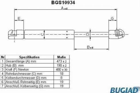 Bugiad BGS10934 - Газовая пружина, упор unicars.by