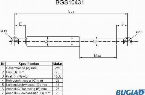 Bugiad BGS10431 - Газовая пружина, упор unicars.by