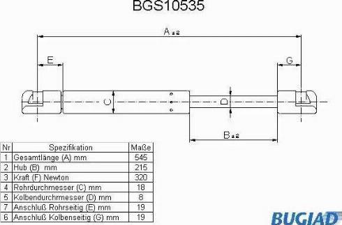 Bugiad BGS10535 - Газовая пружина, упор unicars.by