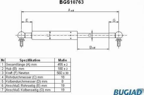 Bugiad BGS10763 - Газовая пружина, упор unicars.by