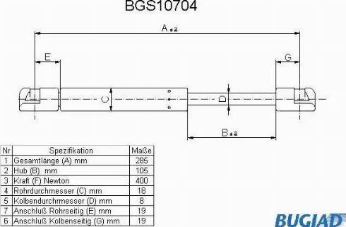 Bugiad BGS10704 - Газовая пружина, упор unicars.by