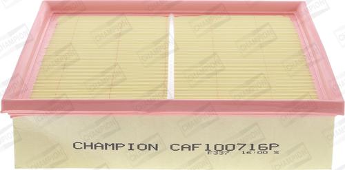 Champion CAF100716P - Воздушный фильтр, двигатель unicars.by