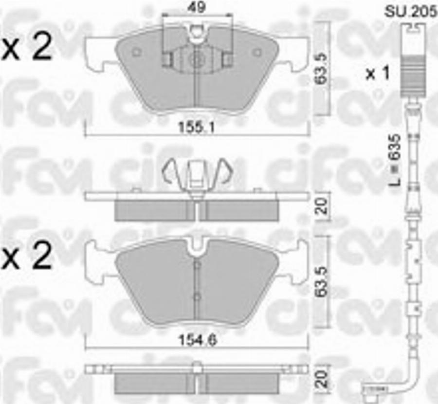 Cifam 822-557-5K - Тормозные колодки, дисковые, комплект unicars.by