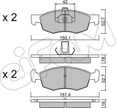 Cifam 822-274-2 - Тормозные колодки, дисковые, комплект unicars.by