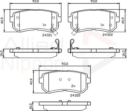 Comline ADB32016 - Тормозные колодки, дисковые, комплект unicars.by