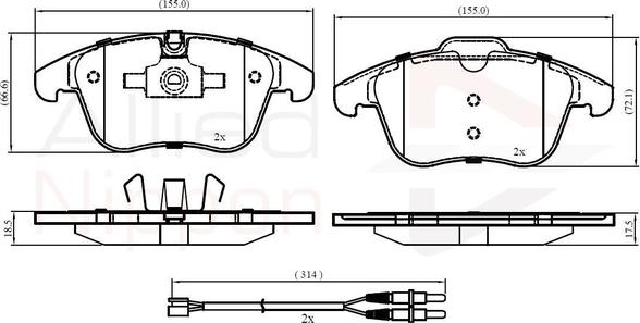 Comline ADB22002 - Тормозные колодки, дисковые, комплект unicars.by