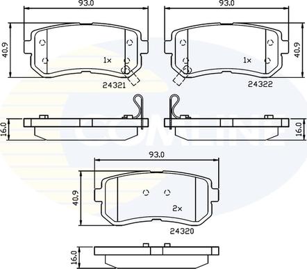 Comline CBP32016 - Тормозные колодки, дисковые, комплект unicars.by