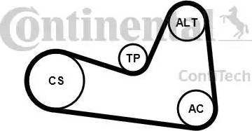 Continental 6PK1200K1 - Натяжитель, поликлиновый ремень unicars.by