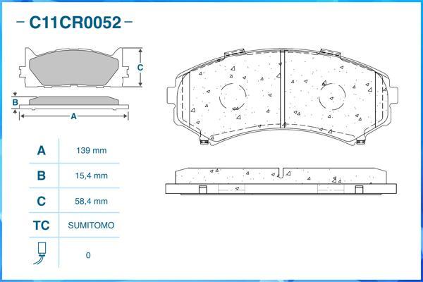 Cworks C11CR0052 - Тормозные колодки, дисковые, комплект unicars.by