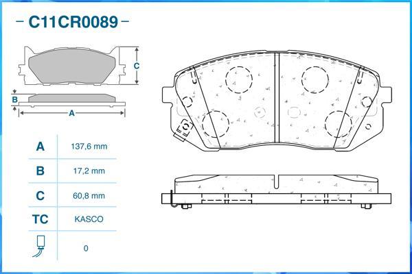 Cworks C11CR0089 - Тормозные колодки, дисковые, комплект unicars.by