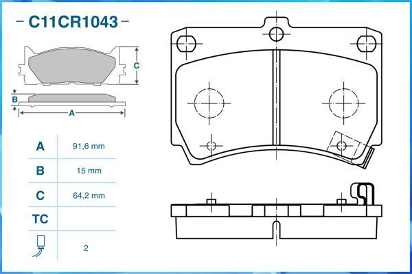 Cworks C11CR1043 - Тормозные колодки, дисковые, комплект unicars.by