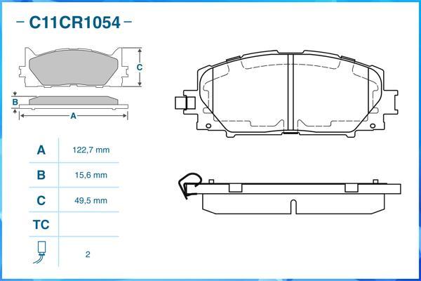 Cworks C11CR1054 - Тормозные колодки, дисковые, комплект unicars.by