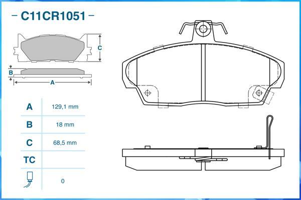 Cworks C11CR1051 - Тормозные колодки, дисковые, комплект unicars.by