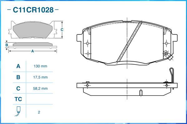 Cworks C11CR1028 - Тормозные колодки, дисковые, комплект unicars.by