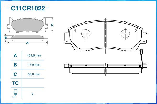 Cworks C11CR1022 - Тормозные колодки, дисковые, комплект unicars.by