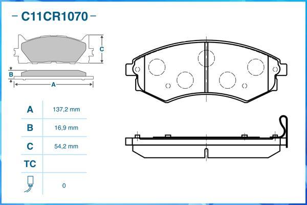 Cworks C11CR1070 - Тормозные колодки, дисковые, комплект unicars.by