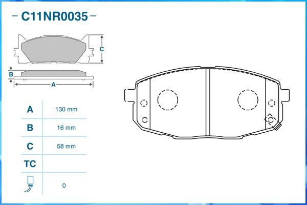 Cworks C11NR0035 - Тормозные колодки, дисковые, комплект unicars.by