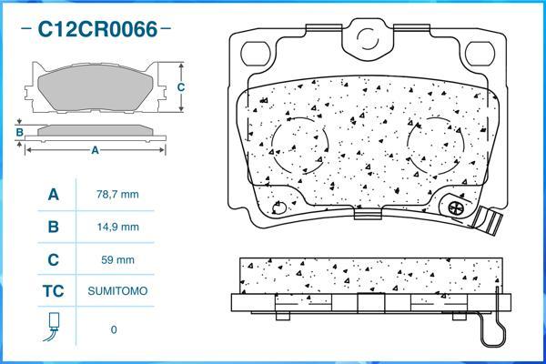 Cworks C12CR0066 - Тормозные колодки, дисковые, комплект unicars.by