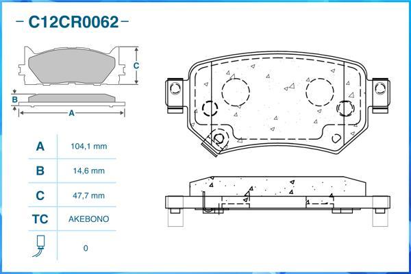 Cworks C12CR0062 - Тормозные колодки, дисковые, комплект unicars.by