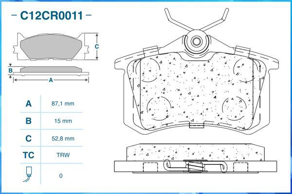 Cworks C12CR0011 - Тормозные колодки, дисковые, комплект unicars.by