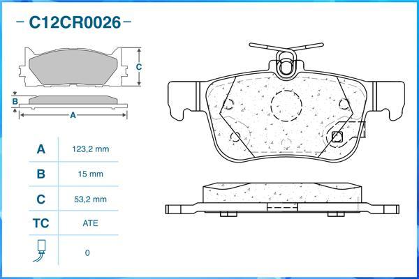 Cworks C12CR0026 - Тормозные колодки, дисковые, комплект unicars.by