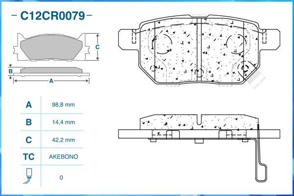 Cworks C12CR0079 - Тормозные колодки, дисковые, комплект unicars.by