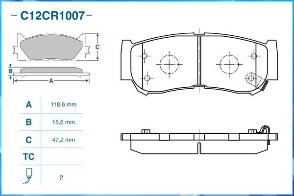 Cworks C12CR1007 - Тормозные колодки, дисковые, комплект unicars.by