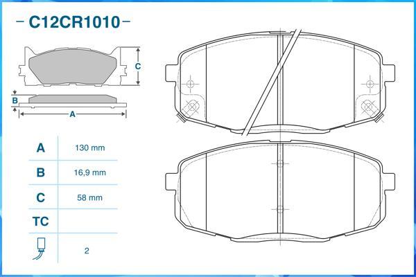 Cworks C12CR1010 - Тормозные колодки, дисковые, комплект unicars.by