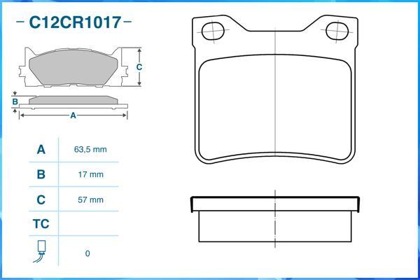 Cworks C12CR1017 - Тормозные колодки, дисковые, комплект unicars.by