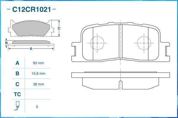 Cworks C12CR1021 - Тормозные колодки, дисковые, комплект unicars.by