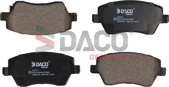 DACO Germany 325217 - Тормозные колодки, дисковые, комплект unicars.by