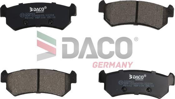 DACO Germany 320801 - Тормозные колодки, дисковые, комплект unicars.by