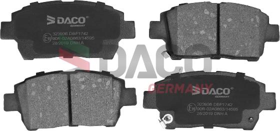 DACO Germany 323936 - Тормозные колодки, дисковые, комплект unicars.by