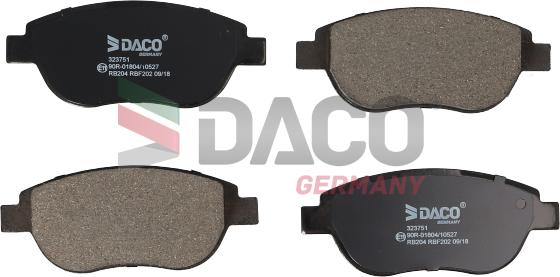 DACO Germany 323751 - Тормозные колодки, дисковые, комплект unicars.by