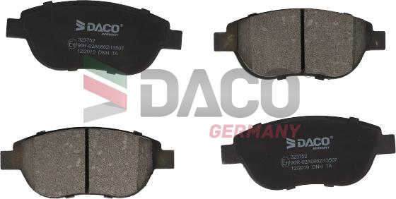 DACO Germany 323752 - Тормозные колодки, дисковые, комплект unicars.by