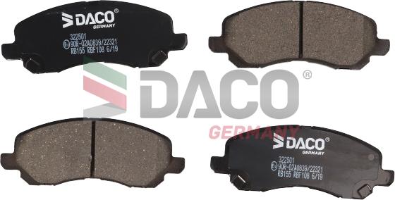 DACO Germany 322501 - Тормозные колодки, дисковые, комплект unicars.by