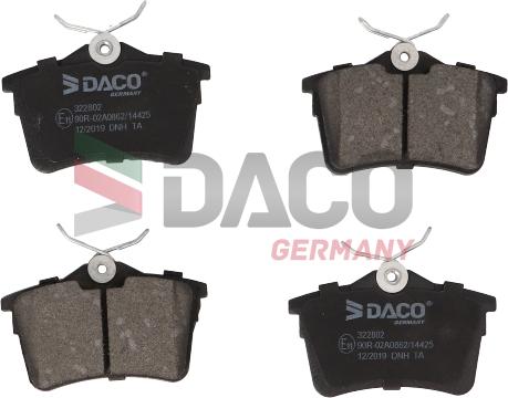 DACO Germany 322802 - Тормозные колодки, дисковые, комплект unicars.by