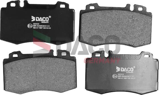 DACO Germany 322324 - Тормозные колодки, дисковые, комплект unicars.by