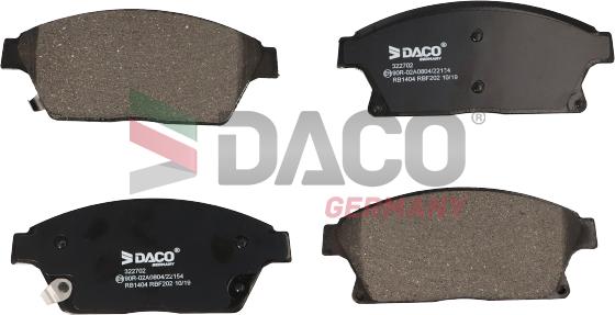 DACO Germany 322702 - Тормозные колодки, дисковые, комплект unicars.by