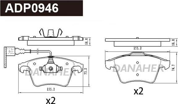 Danaher ADP0946 - Тормозные колодки, дисковые, комплект unicars.by