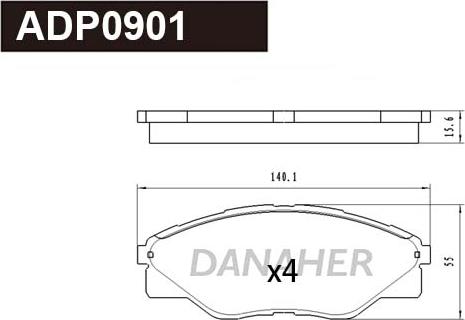 Danaher ADP0901 - Тормозные колодки, дисковые, комплект unicars.by