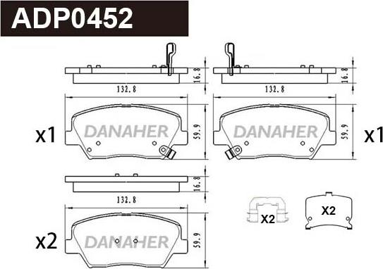 Danaher ADP0452 - Тормозные колодки, дисковые, комплект unicars.by