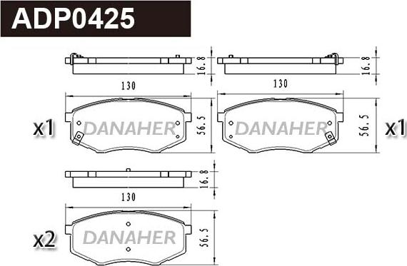 Danaher ADP0425 - Тормозные колодки, дисковые, комплект unicars.by