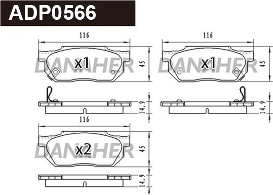 Danaher ADP0566 - Тормозные колодки, дисковые, комплект unicars.by