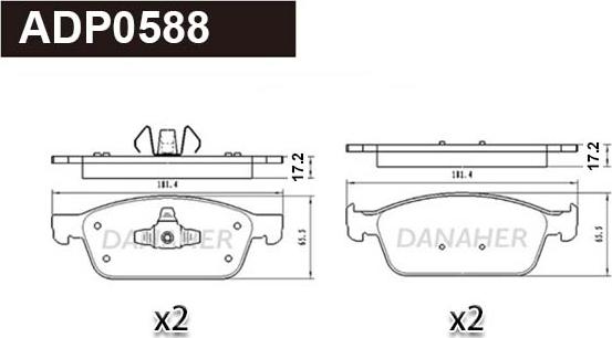 Danaher ADP0588 - Тормозные колодки, дисковые, комплект unicars.by