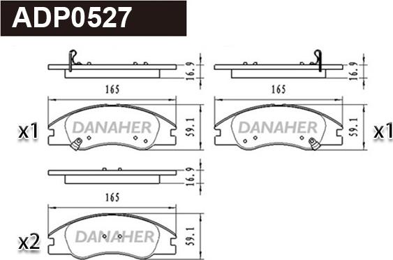 Danaher ADP0527 - Тормозные колодки, дисковые, комплект unicars.by