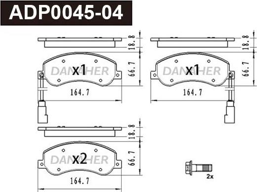 Danaher ADP0045-04 - Тормозные колодки, дисковые, комплект unicars.by